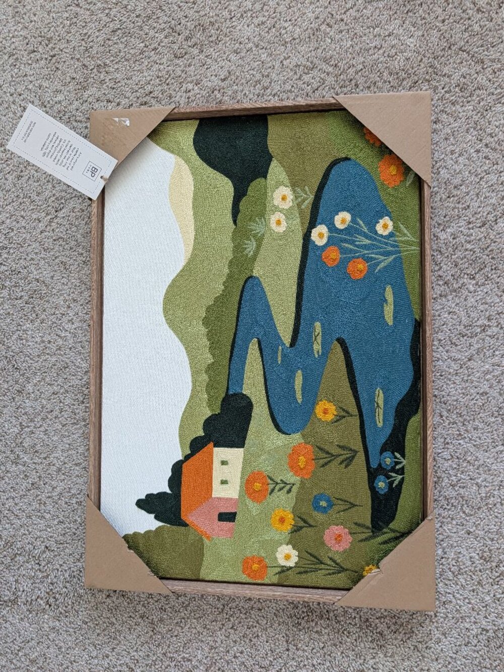 NWT BP Home Woven Artistry Textile Embroidered Woven Wall Art 26" x 18"